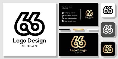 diseño de logotipo número 66 oro negro con plantilla de tarjeta de visita vector