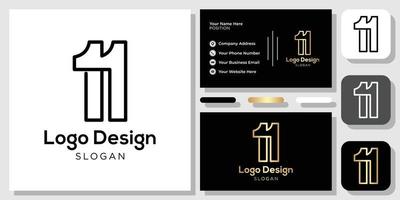 logo design number 11 black gold with business card template vector