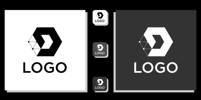 logo symbol initial hexagon arrow geometric shape with app template vector
