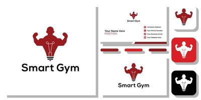 símbolo de gimnasio inteligente gente fitness saludable con plantilla de tarjeta de visita vector