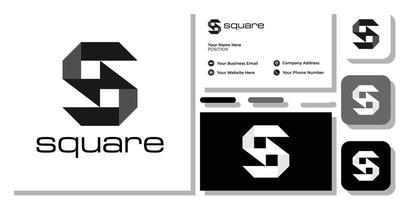 square symbol combination abstract initial letter capital with business card template vector