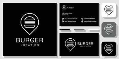 burger location symbol combination place eat bread restaurant with business card template vector