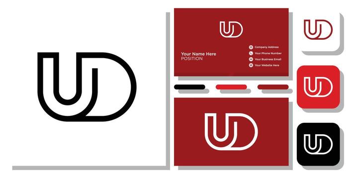 ud initial letter capital alphabet combination with business card template vector