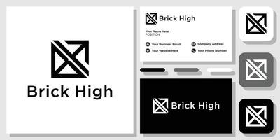 brick high symbol combination square initial letter shape with business card template vector