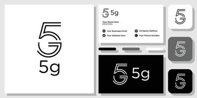5g symbol initial number signal speed internet with business card template vector