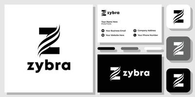 zybra symbol combination initial hair horse with business card template vector