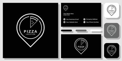 combinación de símbolo de ubicación de pizza lugar comer pan restaurante con plantilla de tarjeta de visita vector