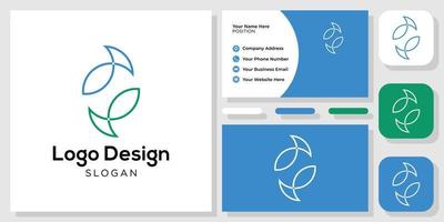 logo design fish koi circle balance abstract with business card template vector