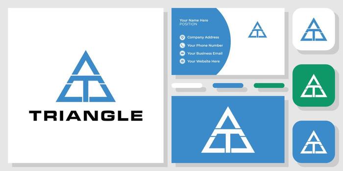 triangle symbol abstract initial capital center with business card template vector