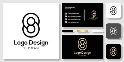 diseño de logotipo número 8 oro negro con plantilla de tarjeta de visita vector