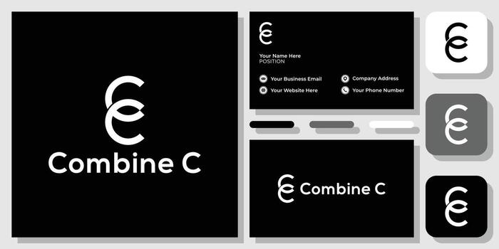 combine c initial letter alphabet capital with business card template vector