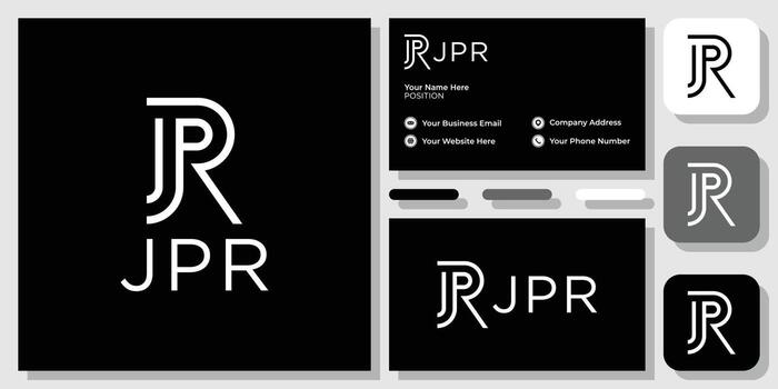 jpr initial letter alphabet capital combination with business card template vector