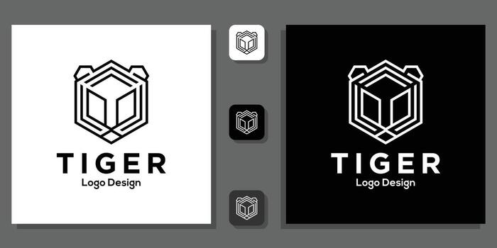 tiger symbol hexagon shape geometric with app template vector