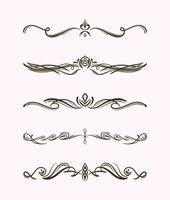 Set of hand-drawn vintage decorations. Baroque ornamental for delimiter vector