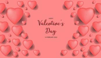 3D style love valentines day greeting background, hearts flying over the background, banner party invitation holder. vector