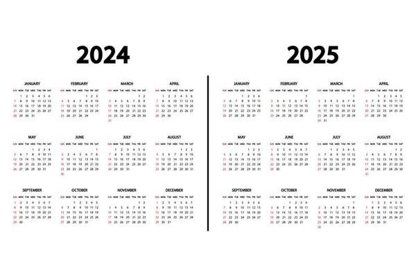 Calendar 2024 2025 Vector Art, Icons, and Graphics for Free Download