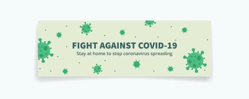 concepto de banner de plantilla de sitio web de lucha contra el virus corona covid-19 con color de tema verde vector