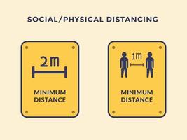 physical or social distancing icon square rectangle with safe distance icon with modern flat style vector