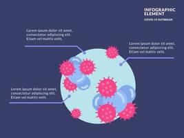 corona virus infographics with some editable text with dark blue background vector