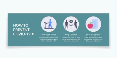 how to prevent corona covid-19 with some related icons for website template banner with horizontal shape vector