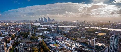 Aerial panoramic scene of the London city financial district photo
