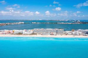 Aerial view of the luxury hotels in Cancun photo