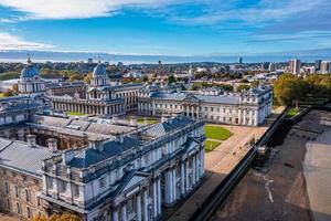 Panoramic aerial view of Greenwich Old Naval Academy by the River Thames photo