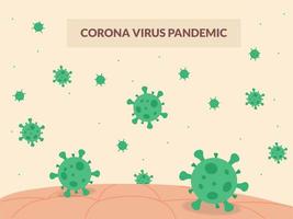 virus corona covid-19 banner o plantilla de fondo con piel humana con estilo plano moderno vector