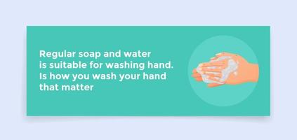 wash hand concept with editable text and washing hand icon for website template banner style vector