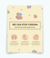 we can stop corona virus covid 19 disease with flyer or brochure with icons variation modern flat style vector