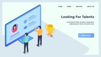 looking for talents hire people concept for website template landing homepage with modern isometric flat vector