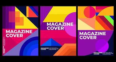 Abstract flat geometric vector and curves colorful background pattern for magazine cover