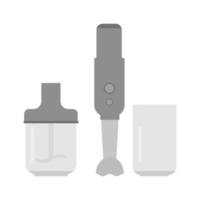 Hand blender with bowl and detachable parts, kitchen equipment for chopping food, blender attachments with knives, gray flat style illustration vector