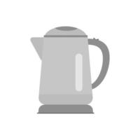 Electric kettle, kitchen water heater, gray electric equipment on dark stand in flat style vector