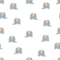 Cute seamless pattern with elephant in scandinavian doodle style. vector