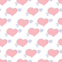 cute gentle heart with amur arrow seamless pattern vector