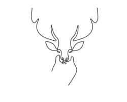 One continuous single line of deer head poster vector