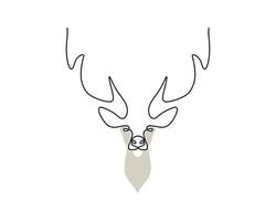 One continuous single line of deer head poster vector