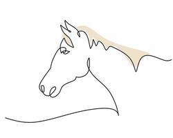 One continuous single line of horse half body poster vector