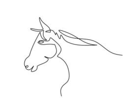 One continuous single line of horse half body poster vector