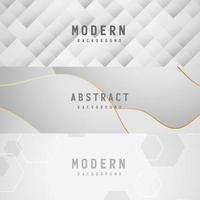 banner Abstract geometric white and gray color background vector illustration.