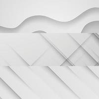 Ilustración de vector de fondo de color blanco y gris geométrico abstracto de banner.