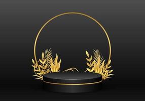 3D Black And Gold Circle Podium Promotion Banner Template vector