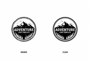 Adventure Logo Template. Mountain, Alpine Trees, And Birds Illustration For Adventure Badge