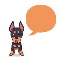 Cartoon character doberman pinscher dog with speech bubble vector
