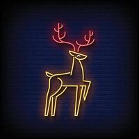 deer animal Neon Signs Style Text Vector
