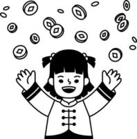 chinese girl celebrate with money vector