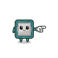 mascota del procesador con gesto de apuntar hacia la derecha vector