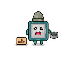 cute processor beggar cartoon character vector