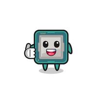 processor mascot doing thumbs up gesture vector